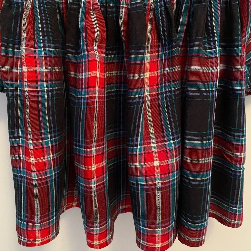 OshKosh B'gosh Toddler Girls Plaid Long Sleeve Shoulder Ruffle Dress Size 2T
